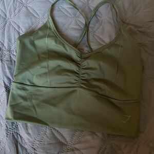 Gymshark Olive Green Strappy Ruched Sports Bra